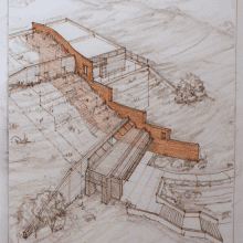 Architectural Drawing by Malone Belton Abel Architects featuring the structural rammed earth wall