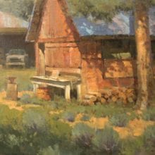 George Strickland, Rigging barn, oil on panel, 20 x 24, $4300
