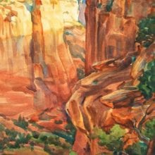 Gerald-Fritzler, Last Light at Canyon De Chelly, watercolor, 12 x 9, $2800