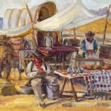 Joan LaRue, Chuckwagon Cuisine, oil on board, 9 x 12, 1600