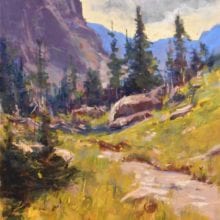 Lorenzo Chavez, Hike in the Rocky Mountains, pastel, 18 x 12, $3000