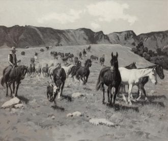 Bill Gollings, Wrangling Horses on the Quarter Circle A, Bradford Brinton Memorial Collection