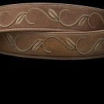 Rawhide belt with leaf like stitching to be featured in the Brinton Leather Show