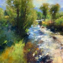 Jacob Aguiar, Little Goose Creek Glistening, pastel, 12 x 12, $1,400