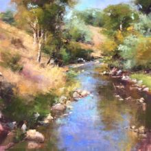 Jacob Aguiar, Little Goose Creek at Midday, 14 x 14, pastel, $1,700