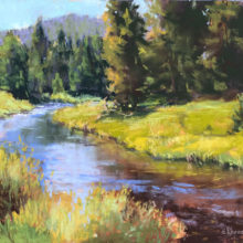 Elizabeth Rhoades, South Tongue River, pastel, plein air, 9 x 12, $750 - SOLD