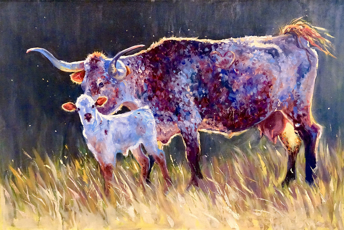 Painting of a cow and calf