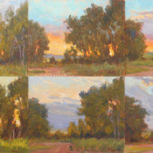 Lorenzo Chavez, Morning Light 5-6 AM Third Cut Ranch, series of 6 - 8 x 10 paintings, $7000