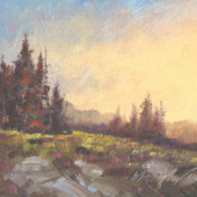 E. Denney NeVille, Spring Sundown on the Bighorn, oil, 5 x 7, $450