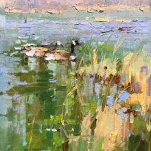 Michele Usibelli, Spring Pond, oil, 10 x 8, $1400 - SOLD