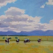 Dianne Panarelli Miller, Polo Match, oil on wood panel, 9 x 12, $775