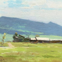 Zufar Bikbov, Along the Emerald Valley, oil on linen panel, 4 x 6, $4600