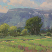 George Strickland, Early Spring Greens, oil, 9 x 12, $1900