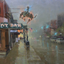 George Strickland, Wet Main Street, oil, 12 x 16, $2400 - SOLD