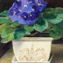 Carol Guzman, African Violets, oil, 8 x10, $900