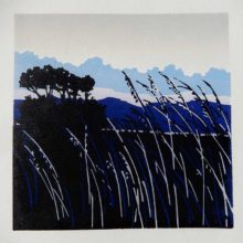 Ginnie Madsen, Evening Breeze, lino cut relief print, 6 x 6, $220