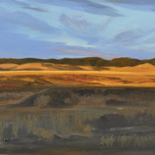 Jenny Wuerker, Foothills at Sunset, oil on panel, 8 x 10, $800