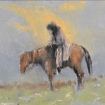 Oil painting of a person on a horse