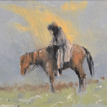 Michael Untiedt, Study, A Cowboy's Life is a Wearisome Thing, oil, 5 x7, $950