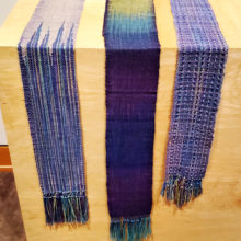 Samantha Robason, Untitled (3 wool scarves), rigid heddle weaving, cashmere, silk, wool