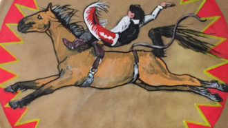 painting of a rider on a horse