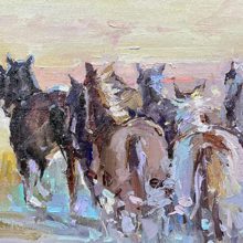 Michele Usibelli, Bighorn Canyon, Horses, oil, 8 x16, $1,900