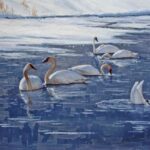 Painting of swans by Dello-Russo