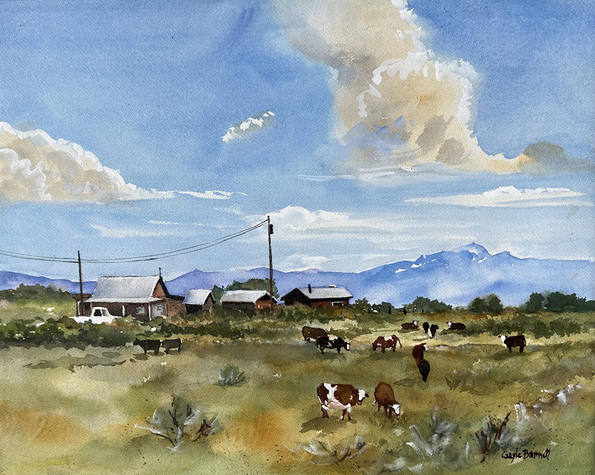 Gayle Barnett watercolor Summer Cowcamp - Beneath the San Juans