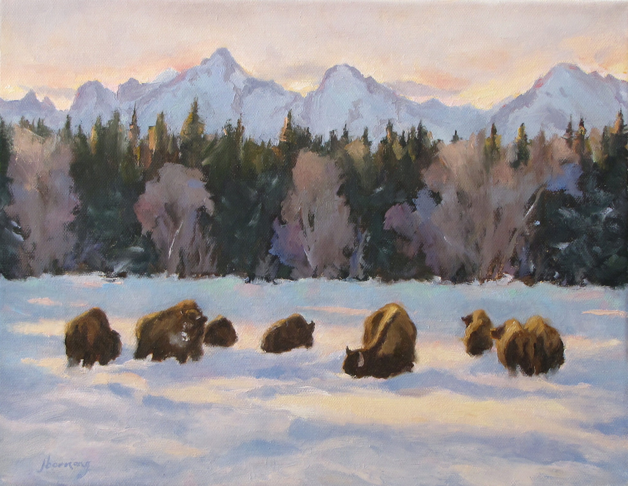 Joanne Bornong Teton Tabernacle oil 11x14
